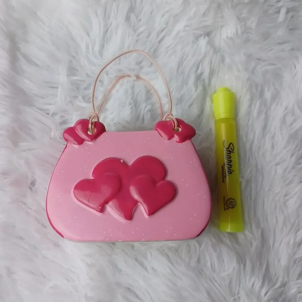 Pink Heart Ceramic Mini Purse Flower Planter Vase Table Centerpiece Decor